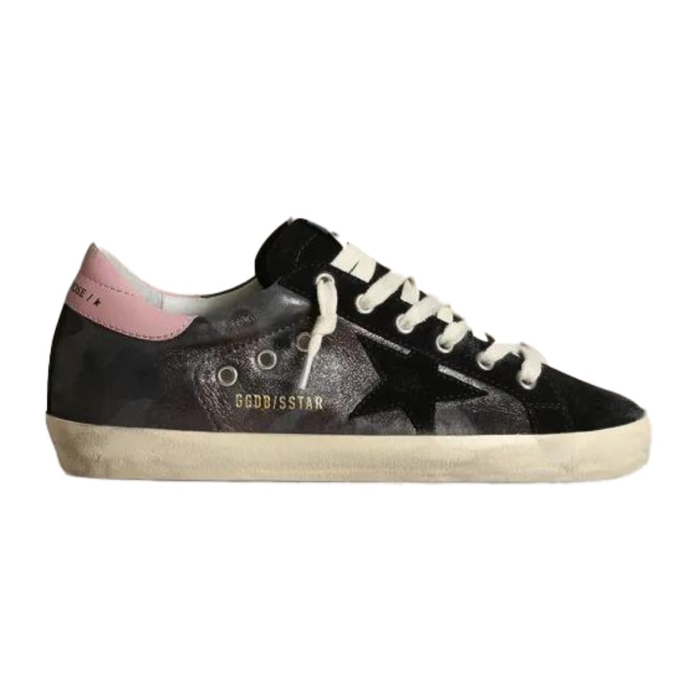 Golden Goose Black and Pink Camouflage Sneakers